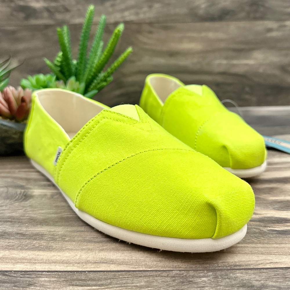 NIB Toms Alpargata Vivid Canvas Slip On Flats Loafers Neon Yellow 8.5 39 - Picture 6 of 12